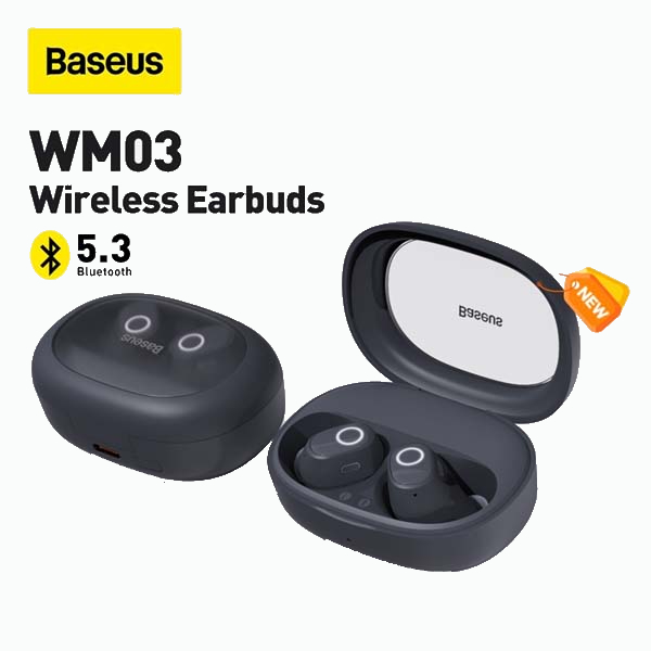 Baseus WM03 Wireless Earphones TWS Bluetooth 5.3 Headphones, Comfortable Wear, 38 hours Long Battery Life, Low Latency, Fast Charge